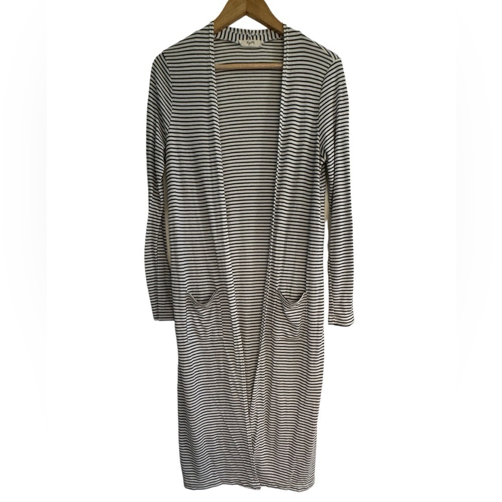 KyeMi Striped Open Front Duster Cardigan Large